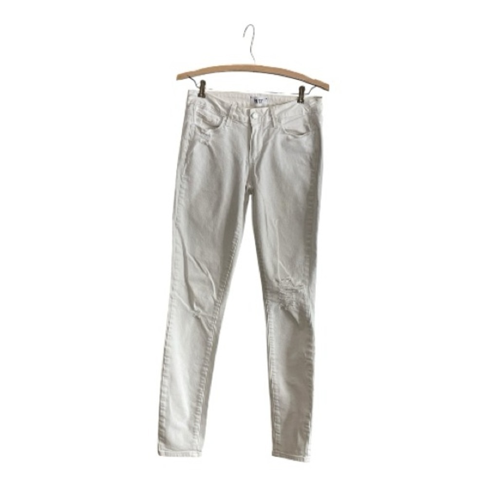 PAIGE Women's Chalk White Distressed Verdugo Ultra Skinny Jeans Size 28